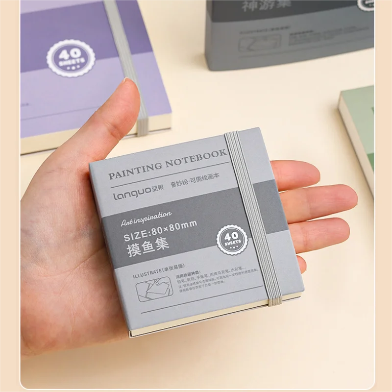 40 Sheets Portable Drawing Sketchbook  Thick White Cardboard Mini Graphite Art Book for Watercolor Painting