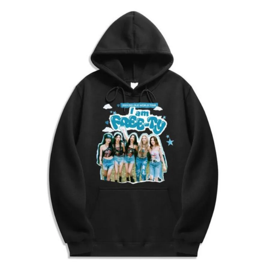 KPOP (G)I-DLE GIDLE I czuję Album za duży bluza damska/męska z kapturem Streetwear Hip Hop sweter kurtka z kapturem odzież dla par