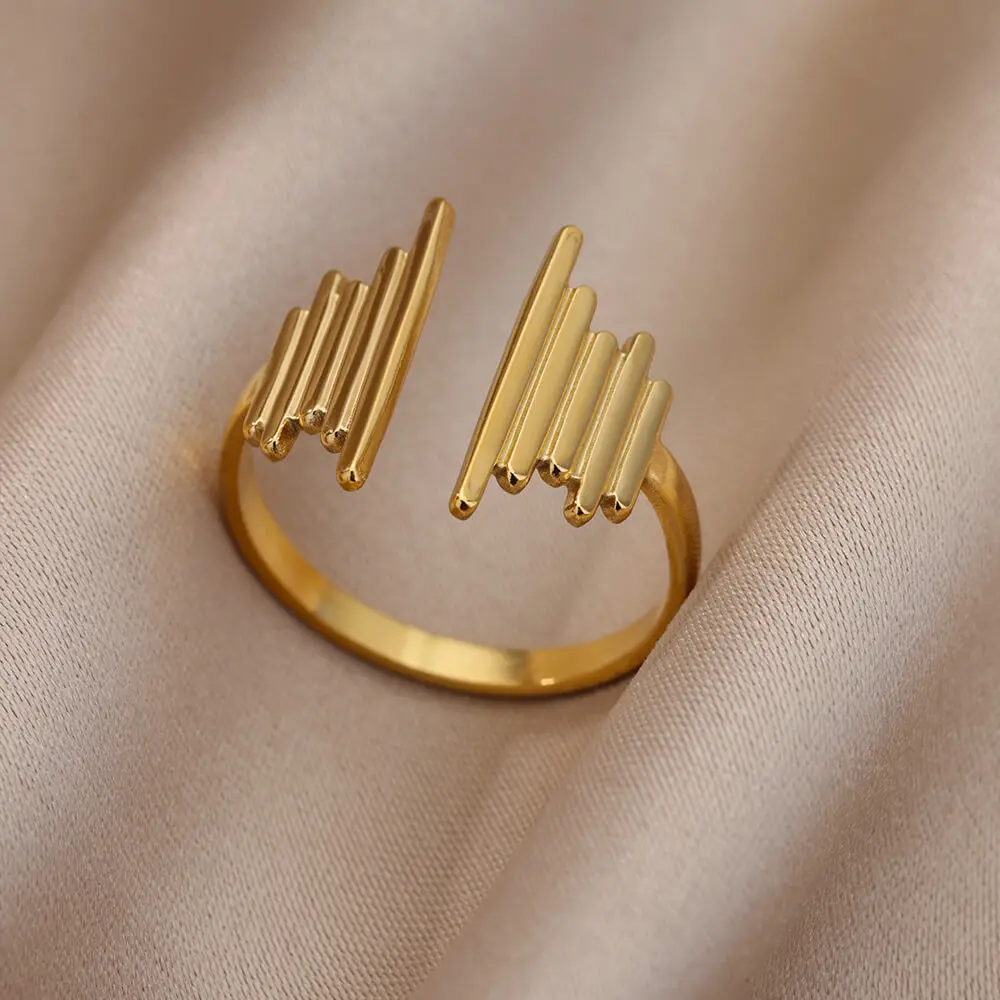 Edelstahl Chunky Breite Ringe Für Frauen Vintage Gold Farbe Geometrische Open Finger Ring Mode Minimalistischen Schmuck Geschenk Femme