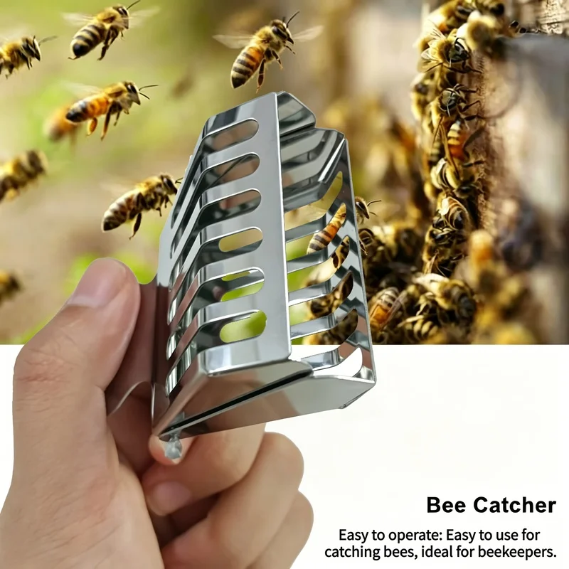 3Packaged stainless steel clip-on queen bee cage，Anti-Escape Device，Special beekeeping hive accessories