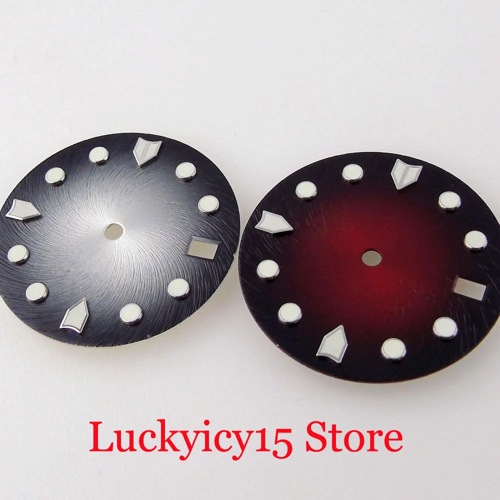 Watch Accessory Parts 28.5mm Gradient Black Blue/Red/Green/Gray Sterile Watch Dial With Date Window Fit NH35A NH36A NH70 SKX SRP