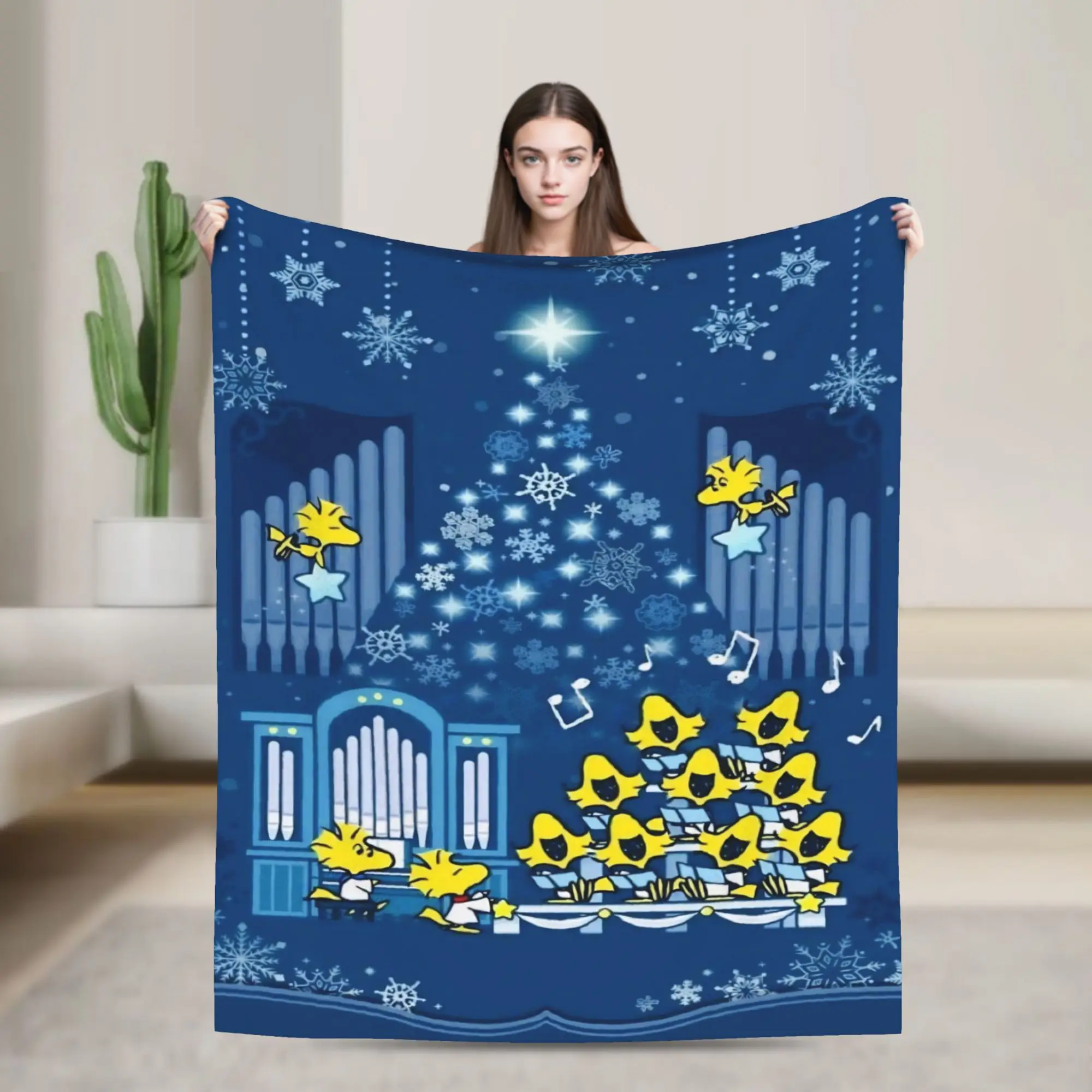 S-Snow Woodstocks Snoopys Christmas Knitted Blankets   Flannel Throw Blanket Home Couch Personalised Lightweight Bedsprea