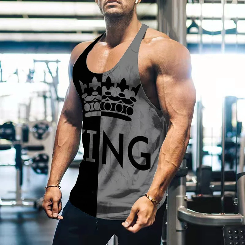 King Letter 3D Printed Tank Tops Summer Men\'s Casual Fashion Streetwear Oversized Sleeveless Tank Top Male Gym Vest Man Clothing