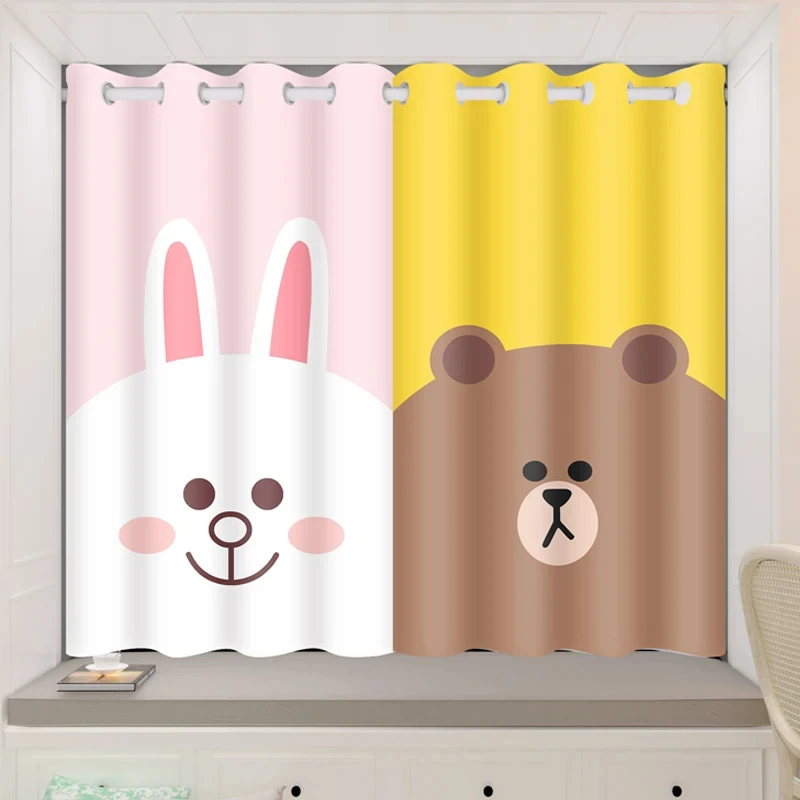 Children's Room High Shading Curtain Boys and Girls Room Bedroom Cartoon Curtain 2023 New Punch Cartoon Pattern Curtain 2 Pieces