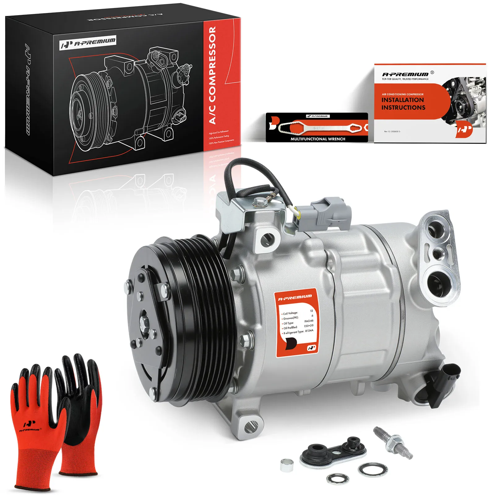 A-Premium AC Compressor with Clutch for Jeep Renegade 2015-2021 Fiat 500X 2016-2018