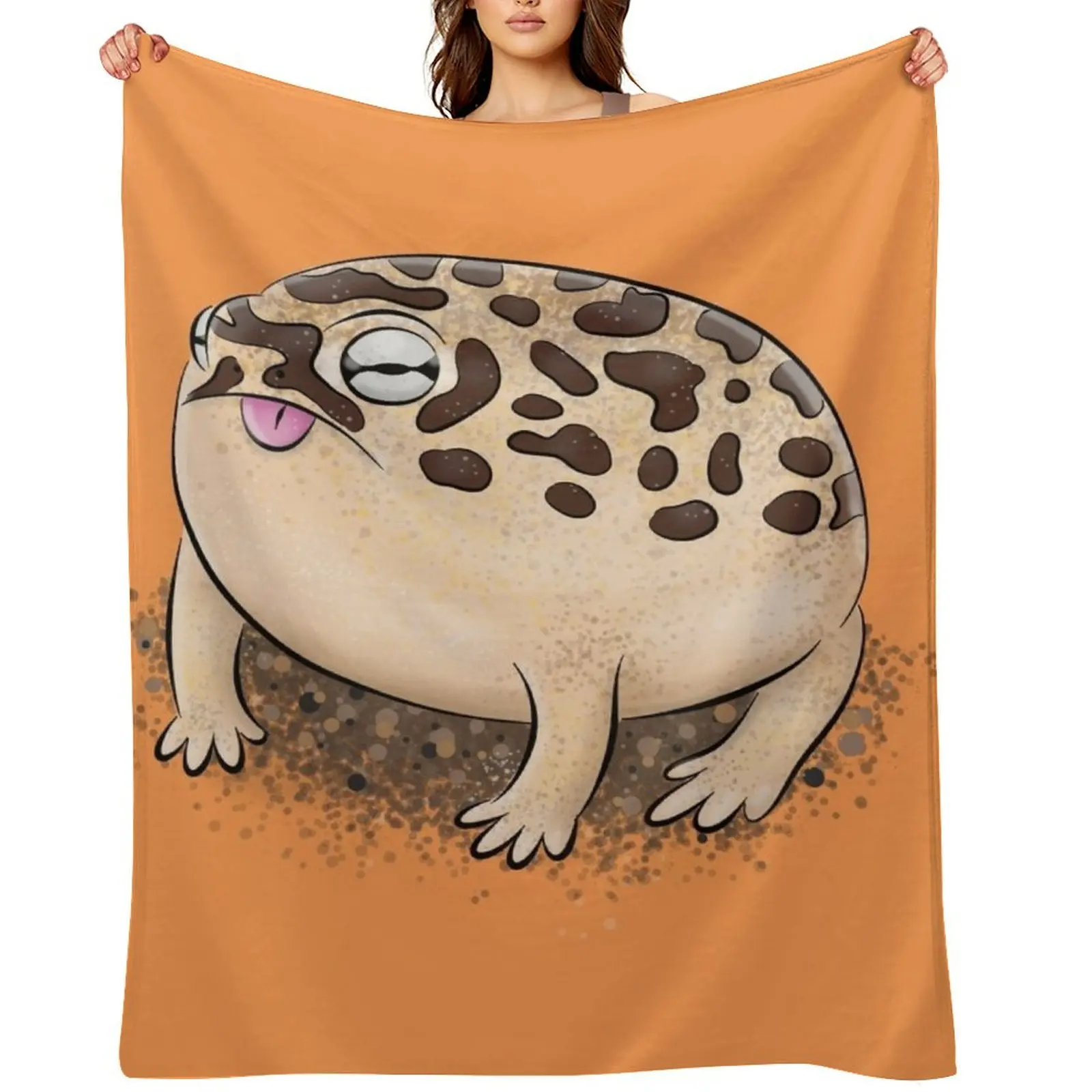 

Cute brown desert rain frog cartoon illustration Throw Blanket bed plaid For Decorative Sofa wednesday Decorative Throw Blankets