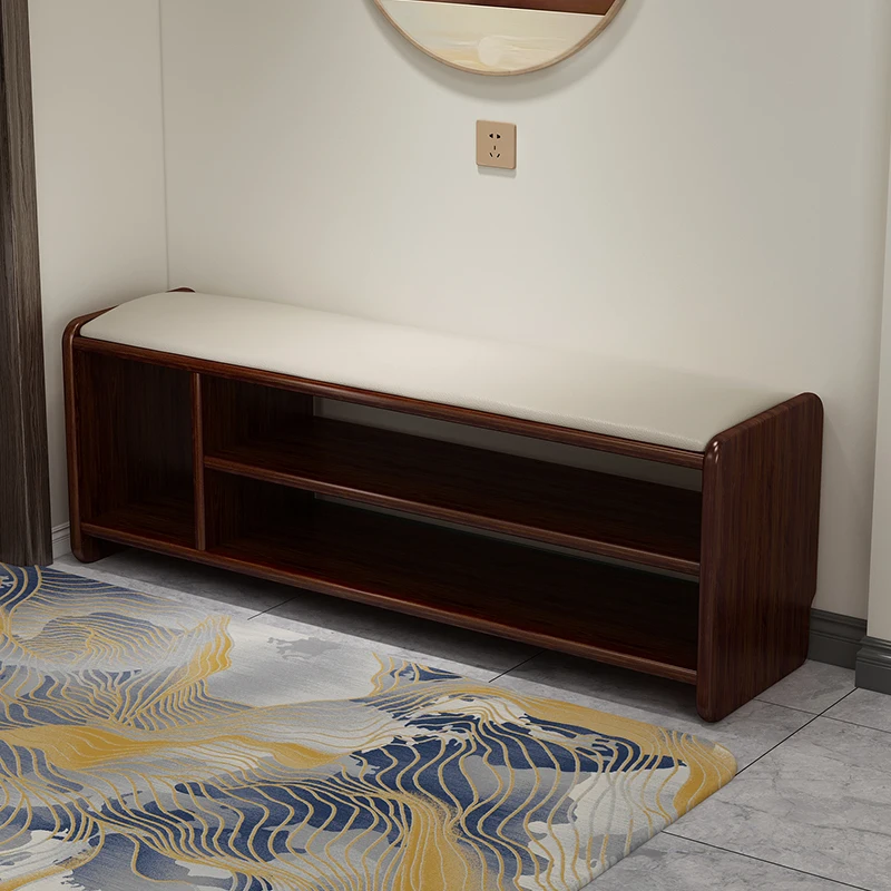 

Nordic shoe changing stool household entrance solid wood entrance door can sit bench multi-layer Durable furniture cabinet