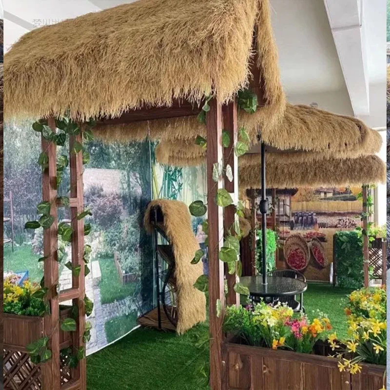 50X50Cm Synthetische Verlengde Grasdraad Gesimuleerde Stro Rieten Gazon Kunstriet Nep Riet Riet Tapijt Type Mat