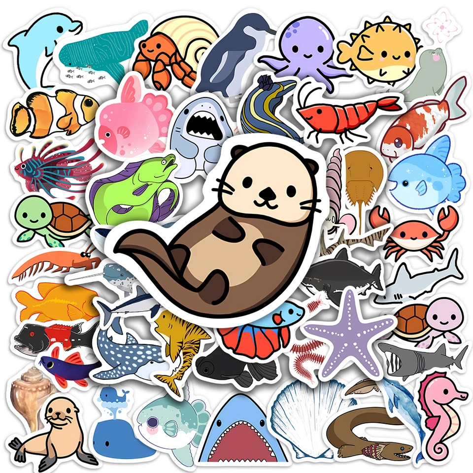 Pack De 50 Pegatinas De Ballenas Kawaii – Vinilo Impermeable, Adhesivo Sin Residuos, Ideal Para Decorar Y Regalar