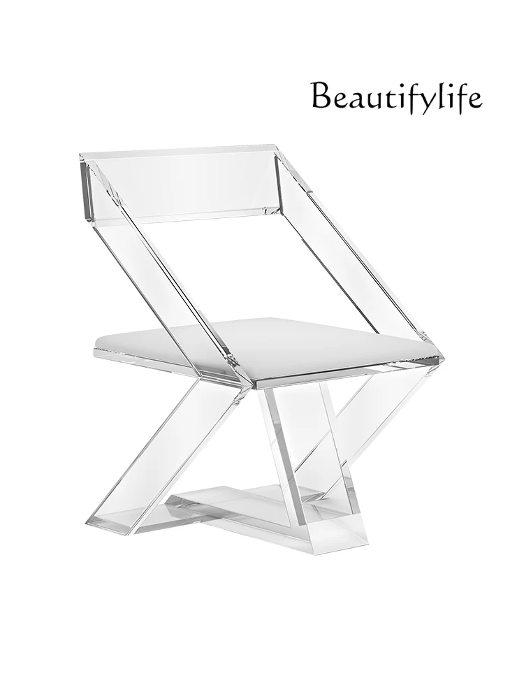 Acrylic Transparent and Creative Designer Model Armchair Modern Light Luxury Household Special-Shaped Leisure Dining Chair