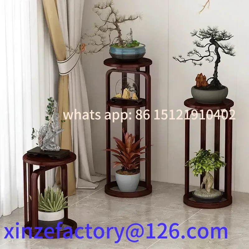 

Customizable Flower Stand Bamboo Plant Shelf Vintage Floor Ornaments Indoor Room