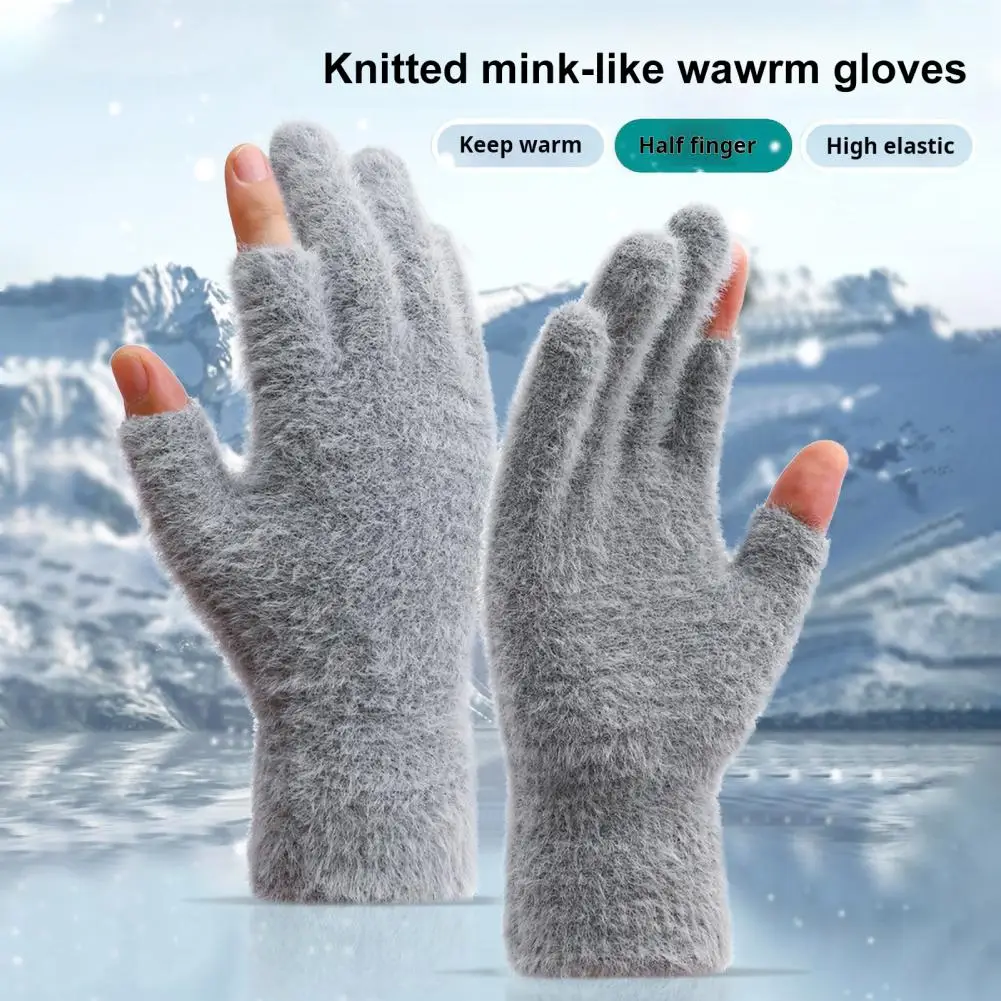 Thermal Gloves for Winter Non-shedding Thermal Gloves Women's Winter Gloves Thermal Plush Knitted Imitation Mink Fur for Cold