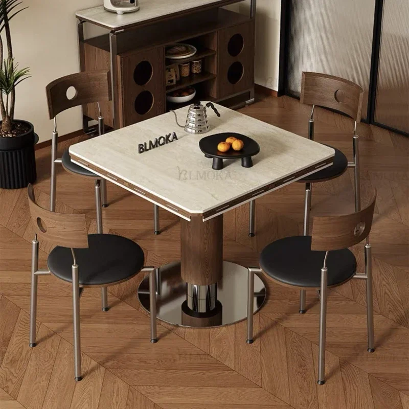 

Solid wood rock slab household retractable square and table Dining table