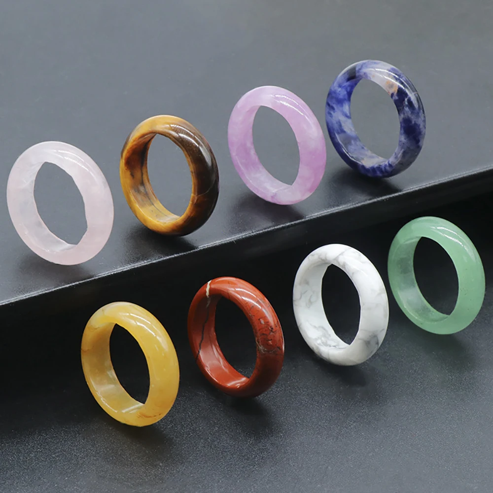 1pc 27mm Natural Stones Tiger Eye Sodalite Amethyst Ring For Jewelry Making Crafts Home Decoration