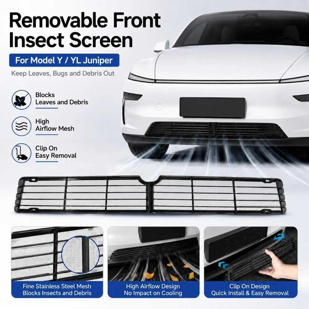 Front Grille Insect Net Mesh Insert For Tesla Model Y YL Snap-on Bug Screen Cover Exterior Protection Auto Accessories Car