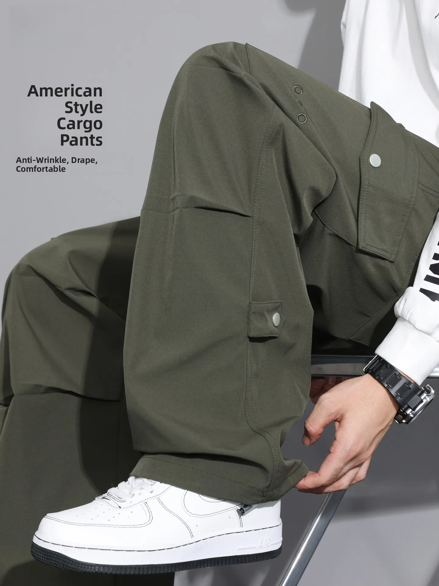 

American Sle Loose Straight Leg Work Pants Men's Spring Autumn New Sle Casual Loose Fit Trousers for Men