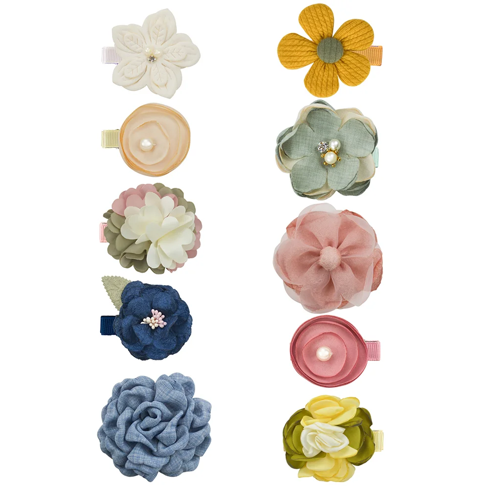 

10 Pcs Baby Hair Clips Flower Hairpin Travel Bang for Little Girl Bobby Mixed Color