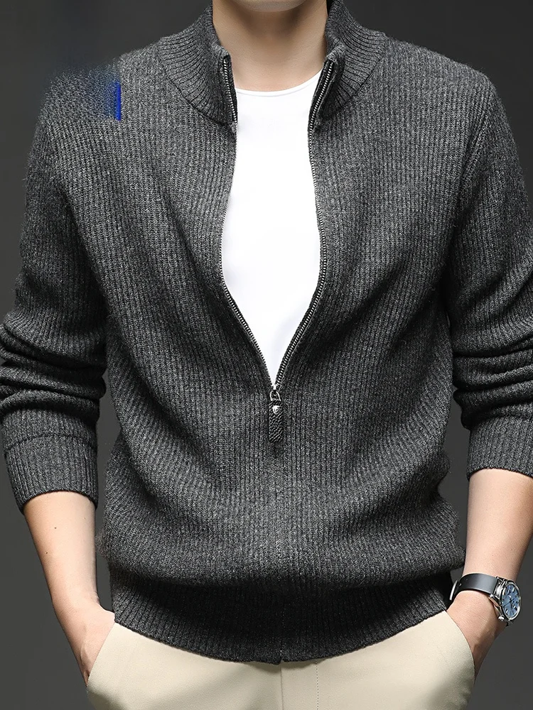 

Роскошный вязаный кардиган Camere Lormen, мужской шерстяной свитер с воротником-стойкой, повседневная осенне-зимняя новая теплая верхняя одежда