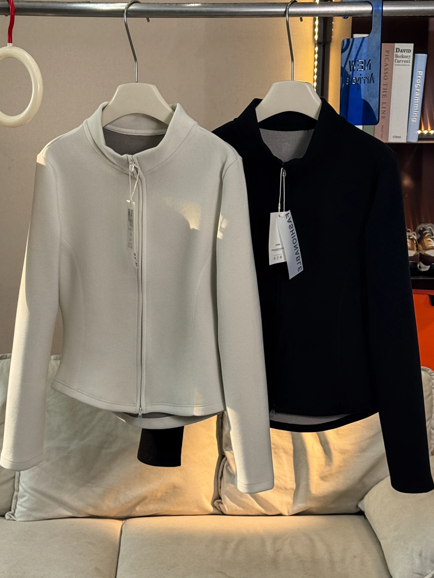 

Slimming Hot Girl Sle Zipper Stand Collar aphene Warmth ort Outerwear Women's Faion Belted Long Sve Color Top