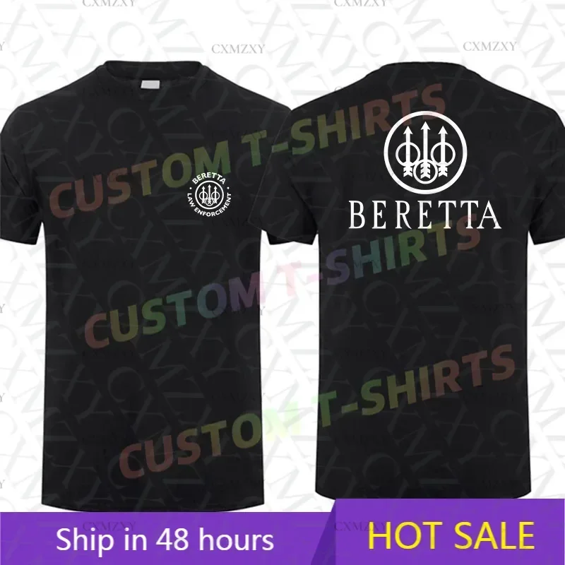 2025 verano 100% Camiseta de algodón para hombres Casual Berettas Guns Weaponry camiseta gráfica deportes manga corta ropa de calle S-3XL camiseta fresca