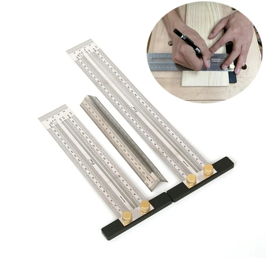 120-400MM Woodworking Scribe T-Type Ruler Hole Scribing Ruler Diy Measuring Tool