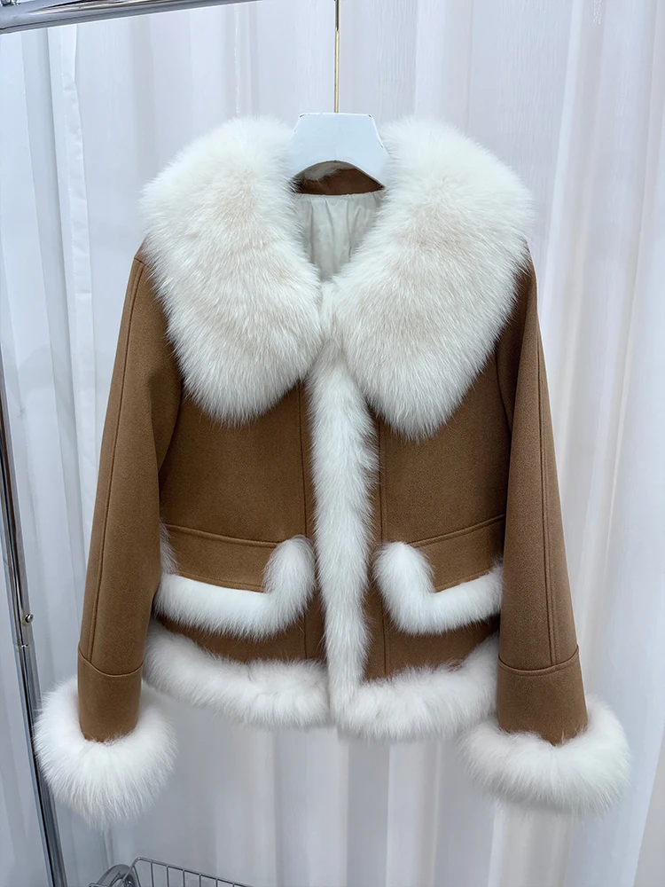 Fashion New Winter Real Fox Fur Collar  Thick Women Warm Coat Goose Down Jacket Luxury Outwear Female Coat Hot Sale