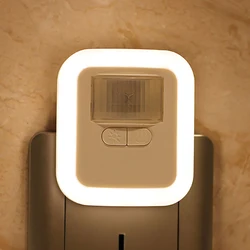 실내 LED 플러그인 모션 센서 조명, 벽 야간 램프, 조명 시간 조절 가능, 거실 침실 계단