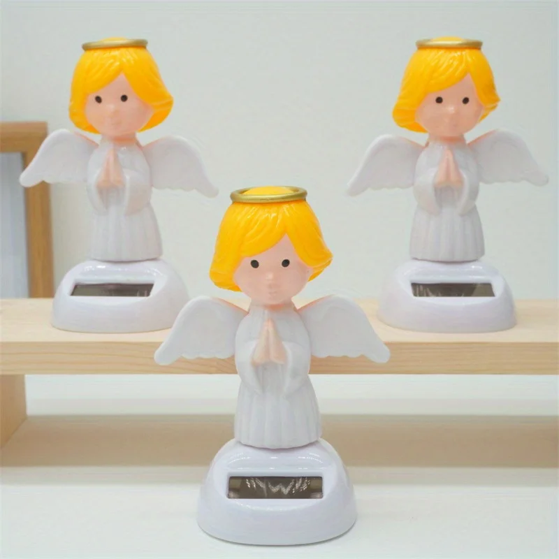 1PC Engel Solar Auto Dekoration Solar Tanzen Figuren für Auto Tanzen Puppen Schwingen Animierte Bobble Tänzerin Auto Dekor