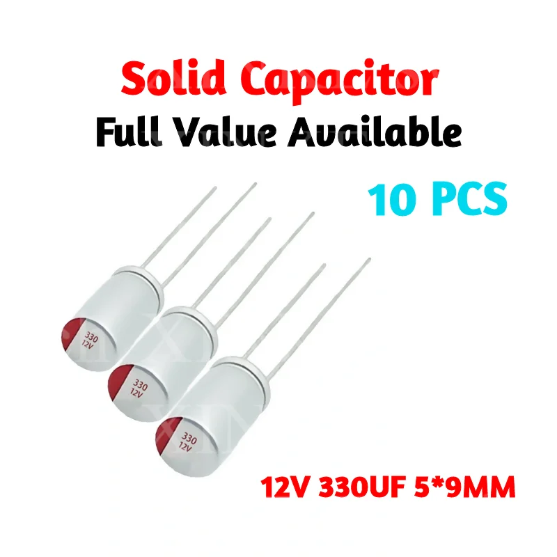 

10pcs Solid Electrolytic Capacitor DIP Low ESR 330UF/12V5*9MM