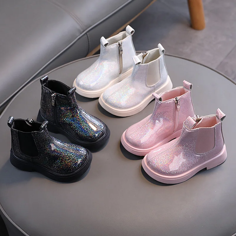 2024 Autumn New Arrival Children's Boots Girls Side Zipper Ankle Boots Boys Anti-slip Casual Shoes Soft Sole Kids Outdoor Shoes