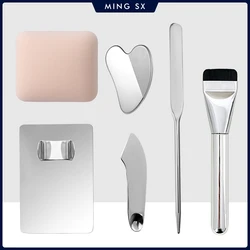 3/4/5/6 PCS Makeup Foundation Brush Lipstick Eye Shadow Mixing Palette Stainless Steel with Spatula Rod Color Stick Beauty Tools