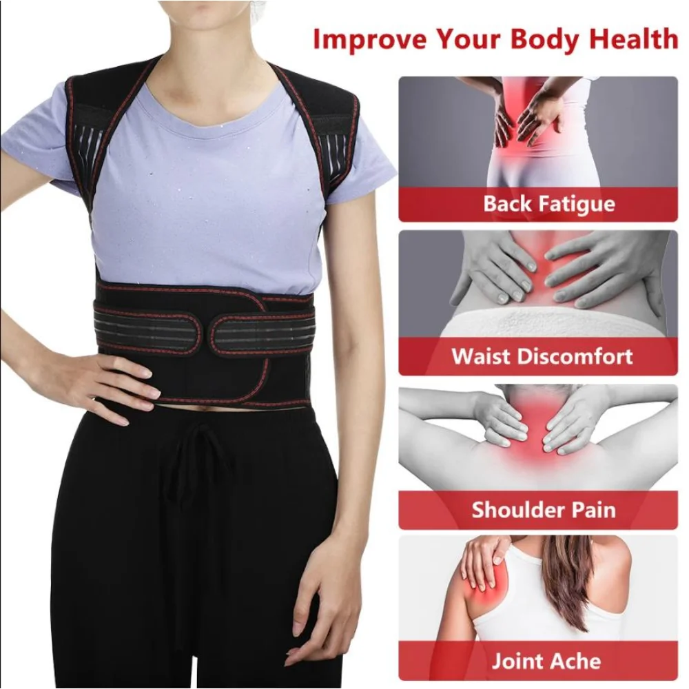 New Spine Lumbar Brace Muscle Relax Tourmaline Self-heating Heating Vest Magnetic Therapy Waist Back Shoulder Posture Corrector