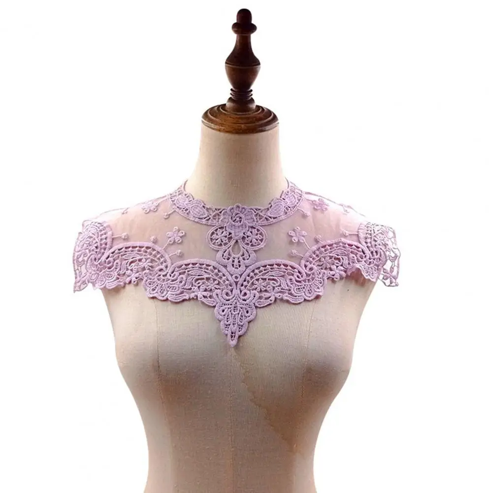 Lace Embellished Clothing Accessory Fake Collar Lace Embroidery Elegant Lace Embroidered Fake Collar with Hollow Design Flower