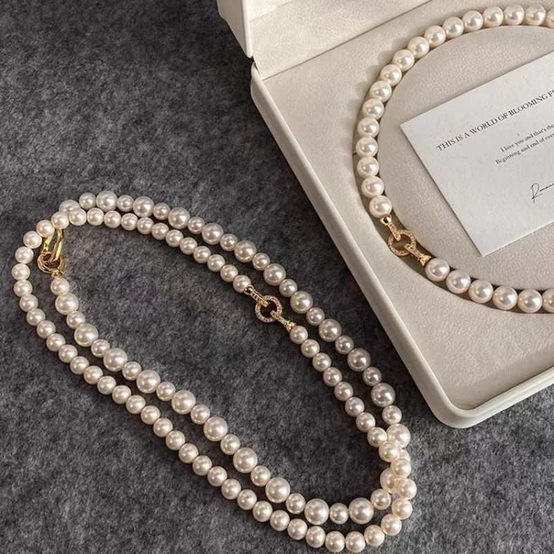 Silver Bead Clasps For Pearl Necklace - Silver & White Pearl Choker &