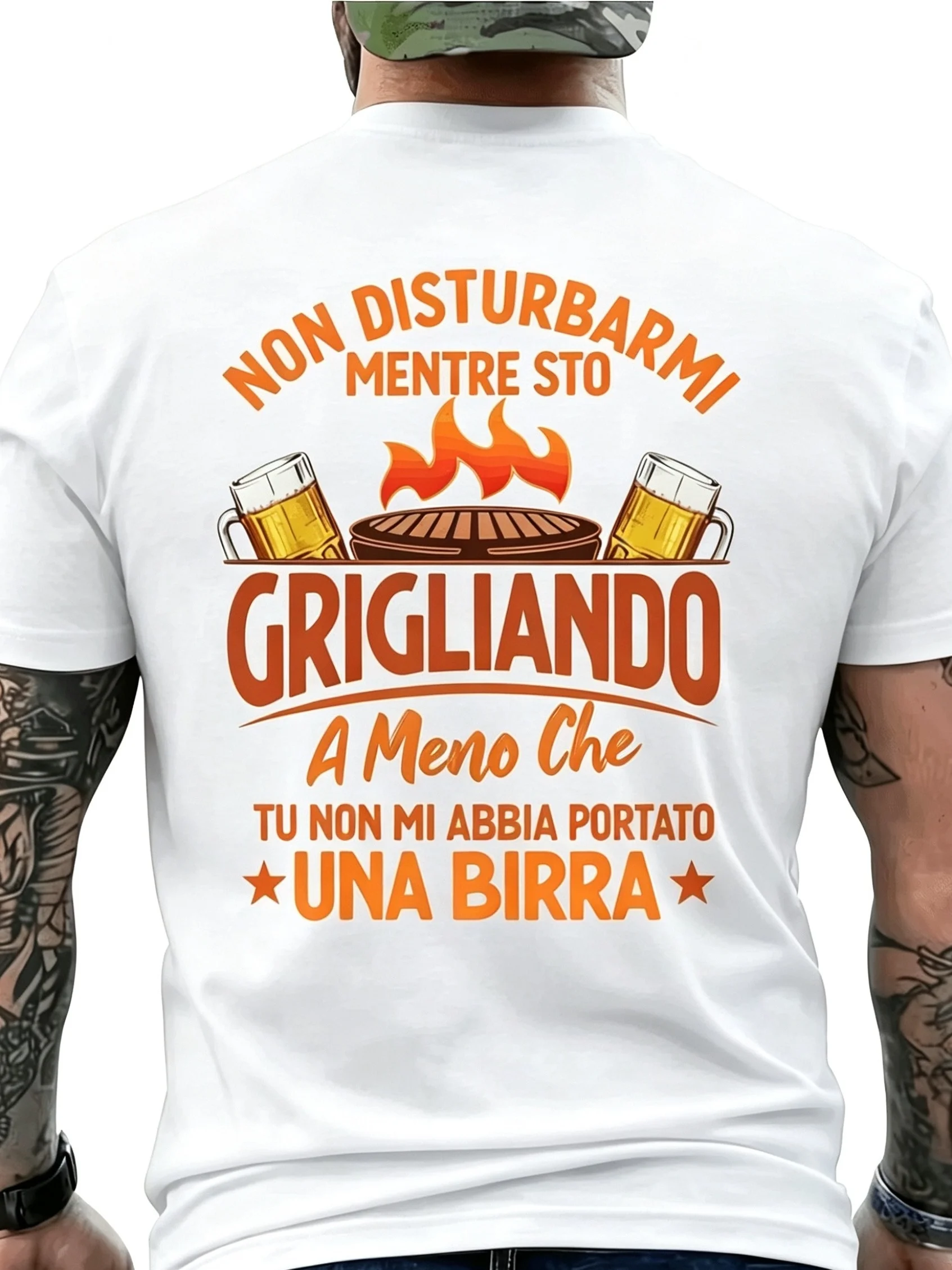 Italian Don'T Bother Me While I'M Grilling Gift for Italian Language Lovers Father’s Day Gift Men's Top Tee Streetwear Oversize