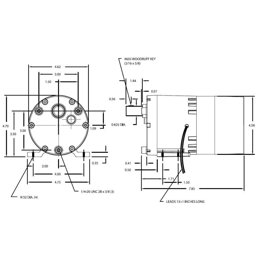 6 AC Gear Motor, 60 RPM, Open, 115V