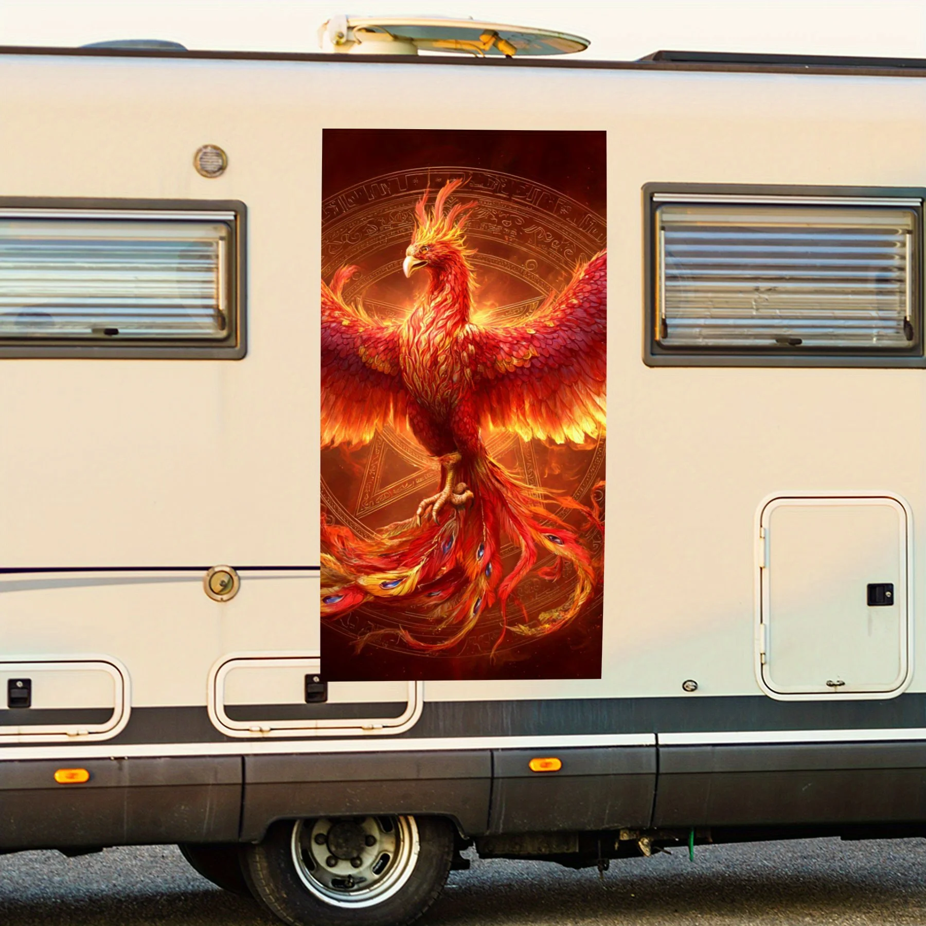 

Flaming Phoenix Rebirth Vinyl Decal for motorhome car door, Waterproof Self-Adhesive Vinyl Stickers, Decoration Protection Autom