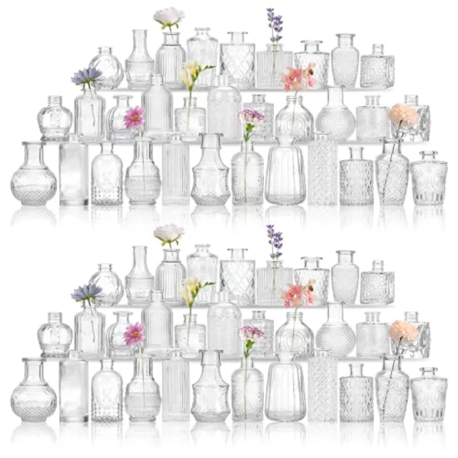 

Glass Bud Vases in Bulk Set of 64 Small Vases for Centerpieces Flower Vases for Flowers in Bulk for Rustic Wedding Home Table D