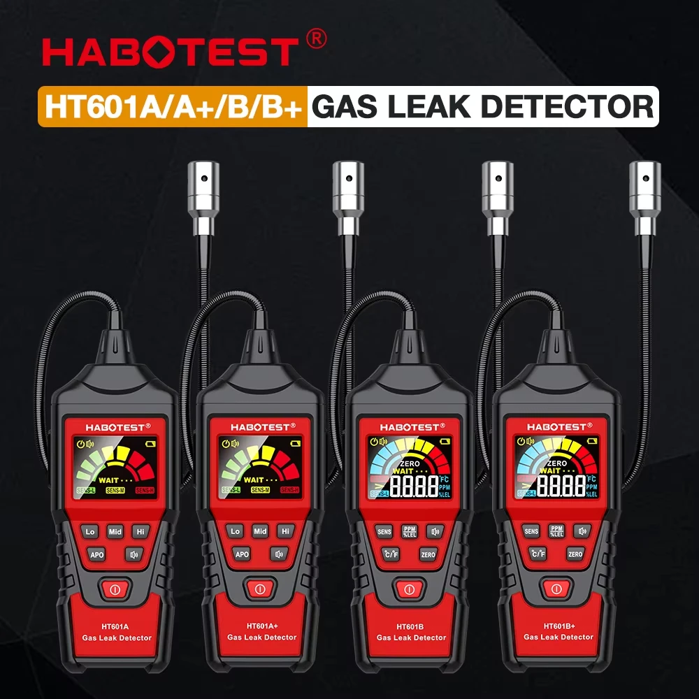 HABOTEST HT601 كاشف الغاز الطبيعي كاشف تسرب الغاز القابل للاحتراق تحديد موقع مصدر صوت الميثان والبروبان وشاشة إنذار