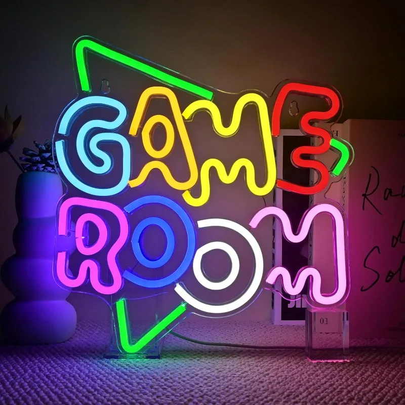 

Неоновая вывеска Gameneon Green Game Room: светодиодные игровые LED-таблички для декора геймерской комнаты, с регулировкой яркости, подарки для геймеров, украшения для дня рождения, USB