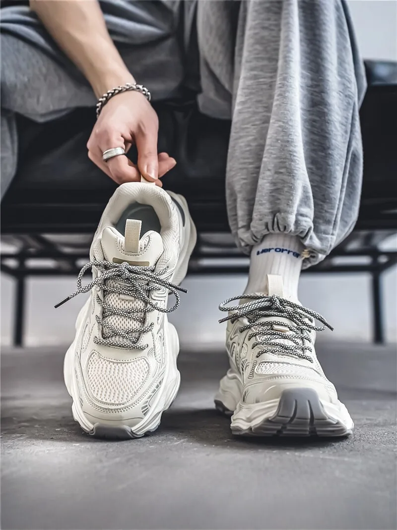 

Men's Running Shoes 2026 New Summer Casual Sports Sneakers Heightening Dad Trendy Flat Laced Low Top Rubber Outsole Breathable