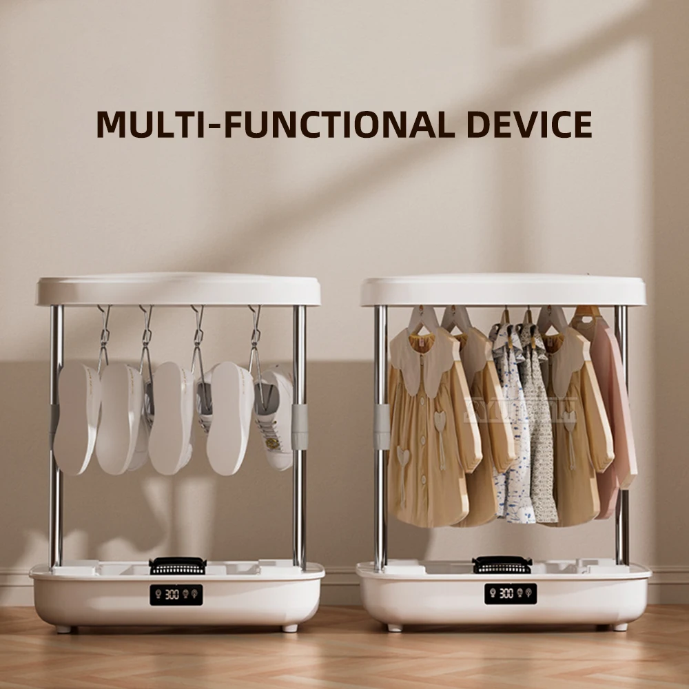 مجفف ملابس داخلية بقدرة 500 وات، شماعة ملابس منزلية قابلة للطي مع تحكم بشاشة تعمل باللمس للملابس الداخلية والغسيل