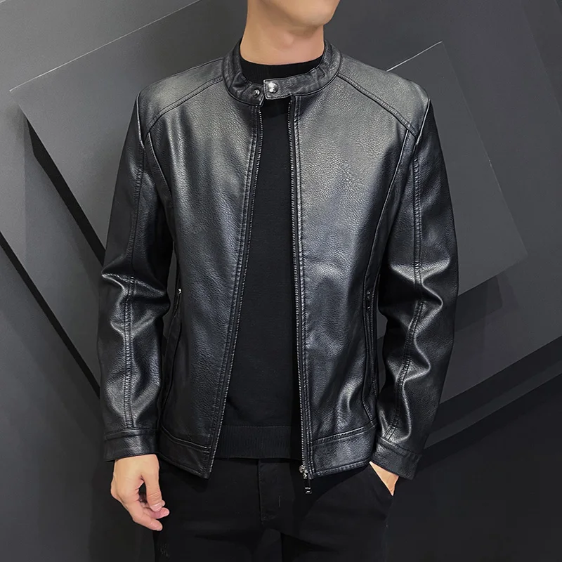 

Spring and autumn vintage soft leather jacket for men - motorcycle trend casual and simple, highly versatile jacket