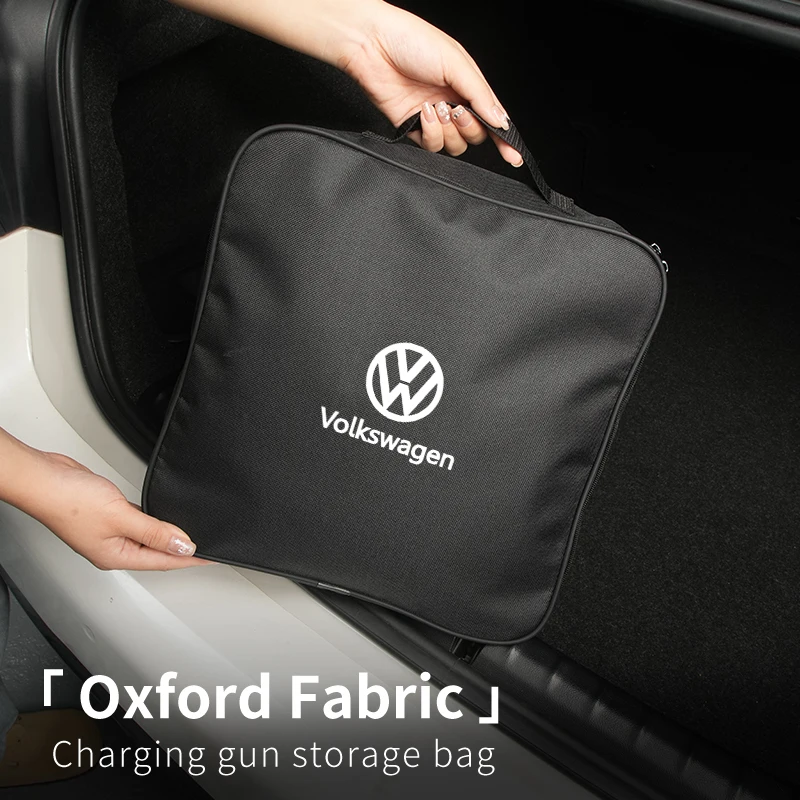 EV Car Charging Cable Storage Box Charger Cables Carry Bag Trunk Organizer For Volkswagen VW Scirocco Jetta Golf Passat Tiguan