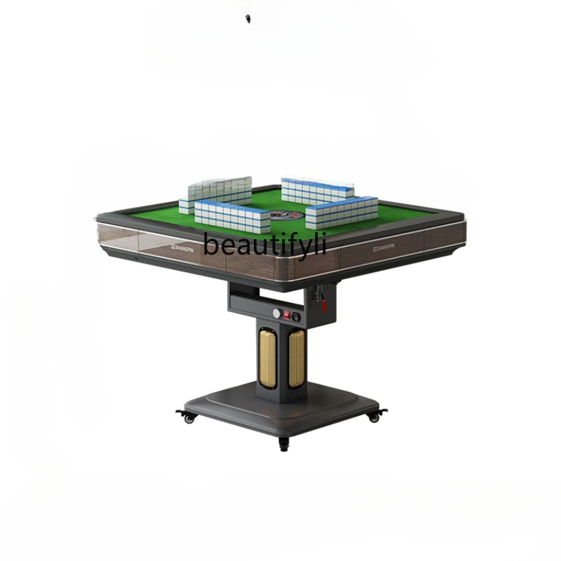 Three-Layer Automatic Foldable Heating Mahjong Machine Dining Table Dual-Use Mahjong Table Scratch-Free Card