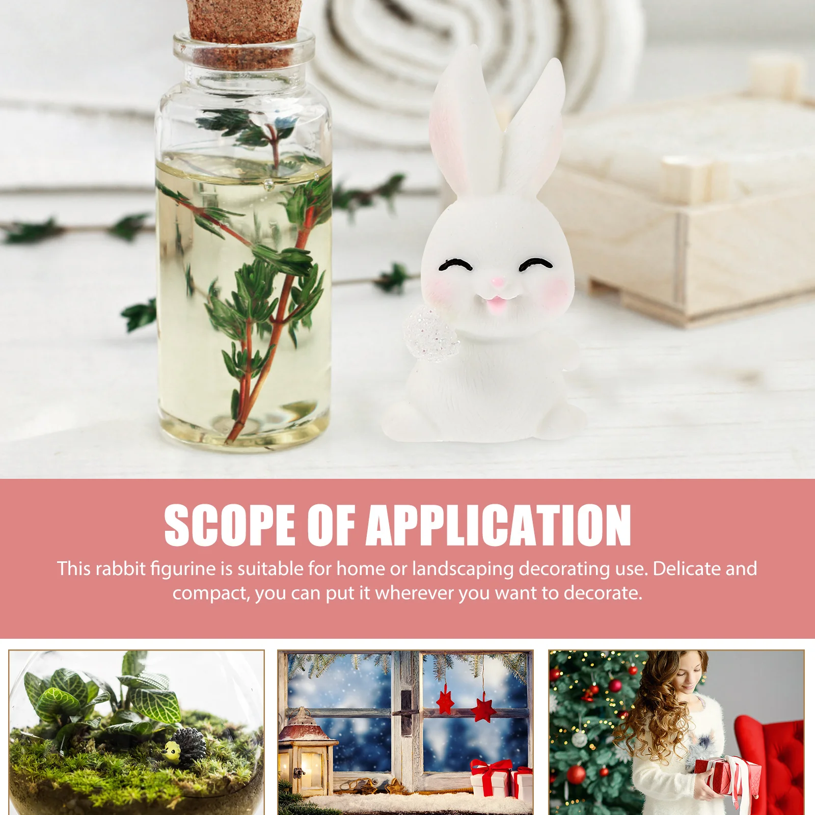 

12Pcs Cartoon Bunny Resin Figurines Snow Scene Miniature Rabbit Statues Micro Landscape Home Garden Decoration