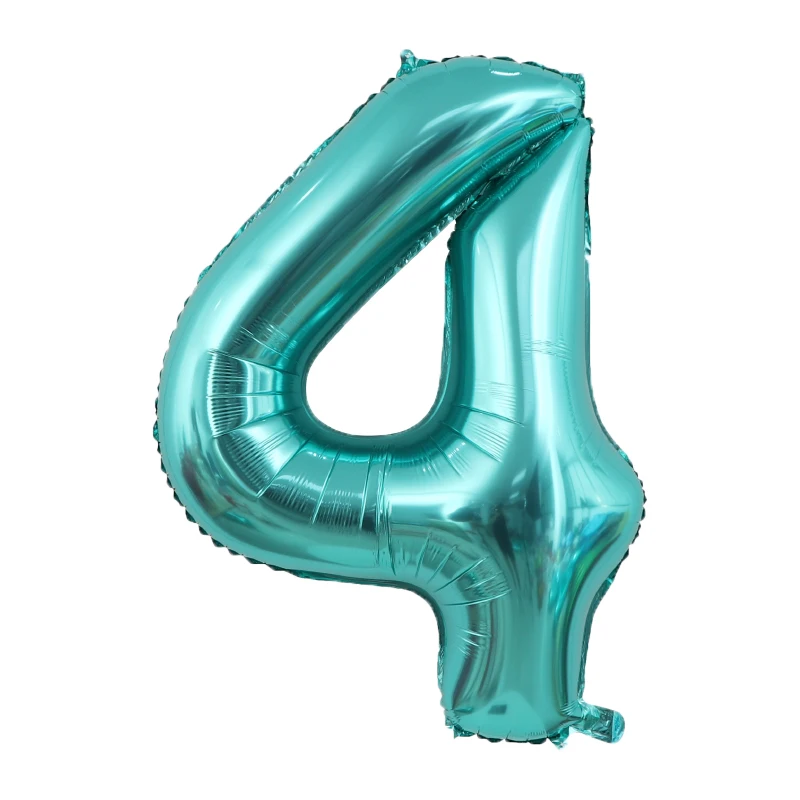 40-Zoll-Luftballons mit blaugrüner und blauer Zahlen, türkisblaues Helium, digitaler Ballon, Ozean, Meerjungfrau, Thema, Geburtstagsparty, Dekorationszubehör