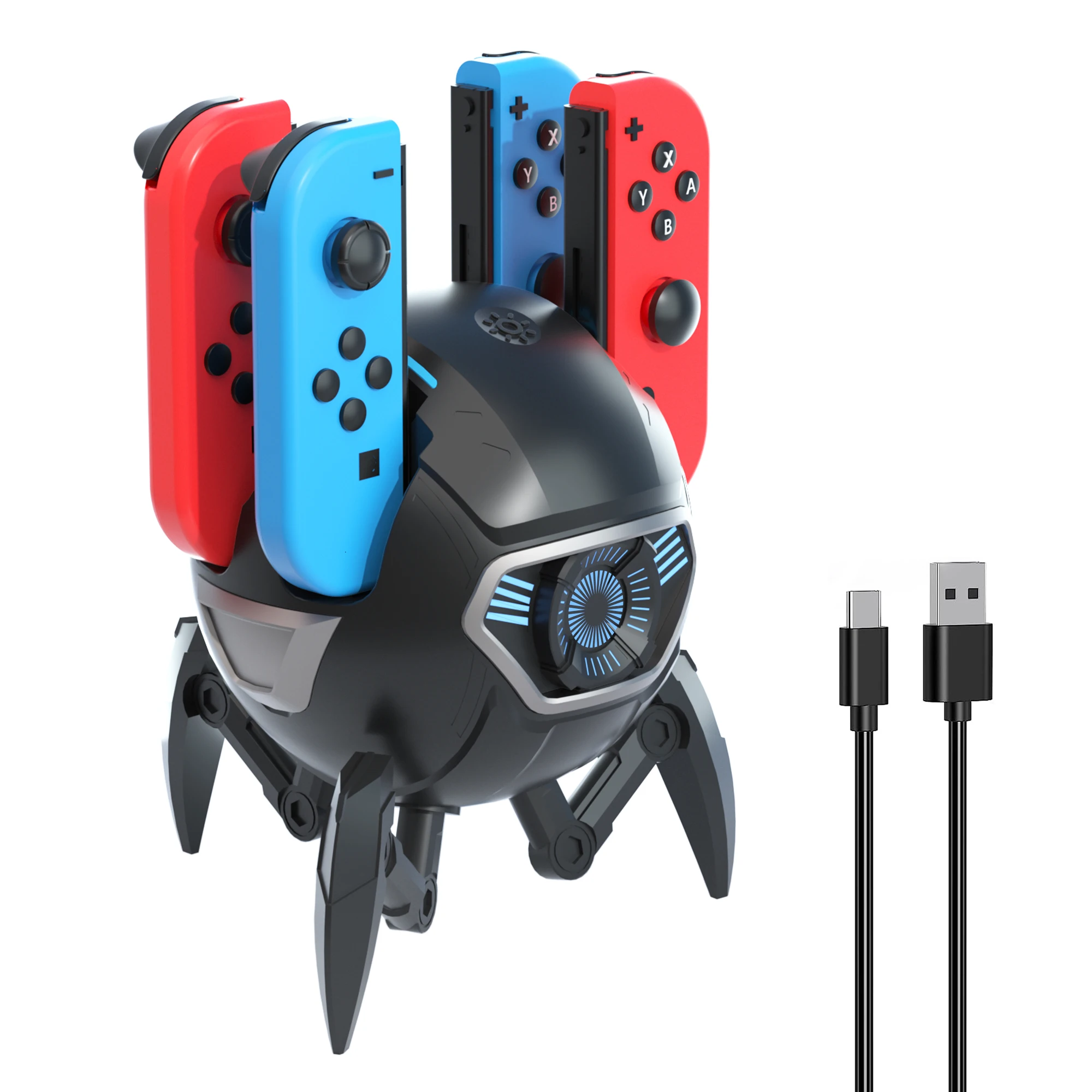 

4in1 Joy-con Charger Grip for Nintendo Switch NS/Switch OLED Controller Charger Led Indicator Charging Dock Station Handle Grip