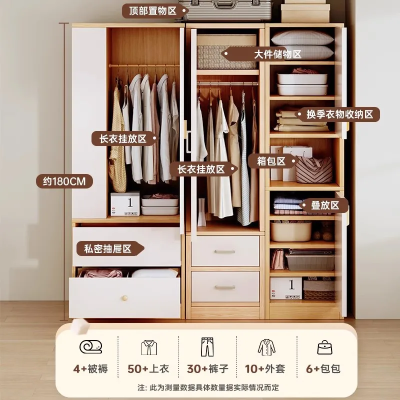 Wardrobe simple household bedroom rental room small apartment board hanger simple modern storage cabinet coat rack