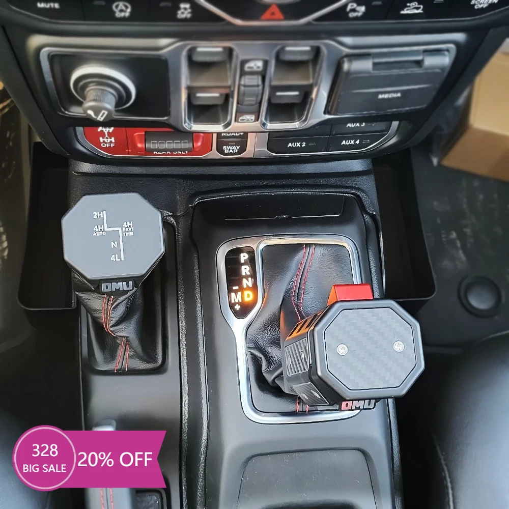 OMU   Aluminum Gear Lever Shift Knob for Jeep Wrangler JL Gladiator JT   EURO Shifter Transfer Case Lever Handle Kit